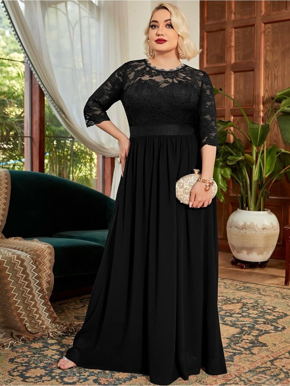 Miusol Formal Black Dress - 3XL (see size chart)